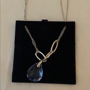 Swarovski necklace double stranded large stone